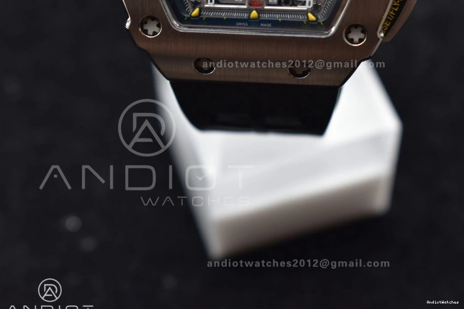 Strap V Chrono A7750 RM011 SS Sophisticated Rubber Crystal Edition Best Dial 1:1 KVF 1025 Black Black on 0915